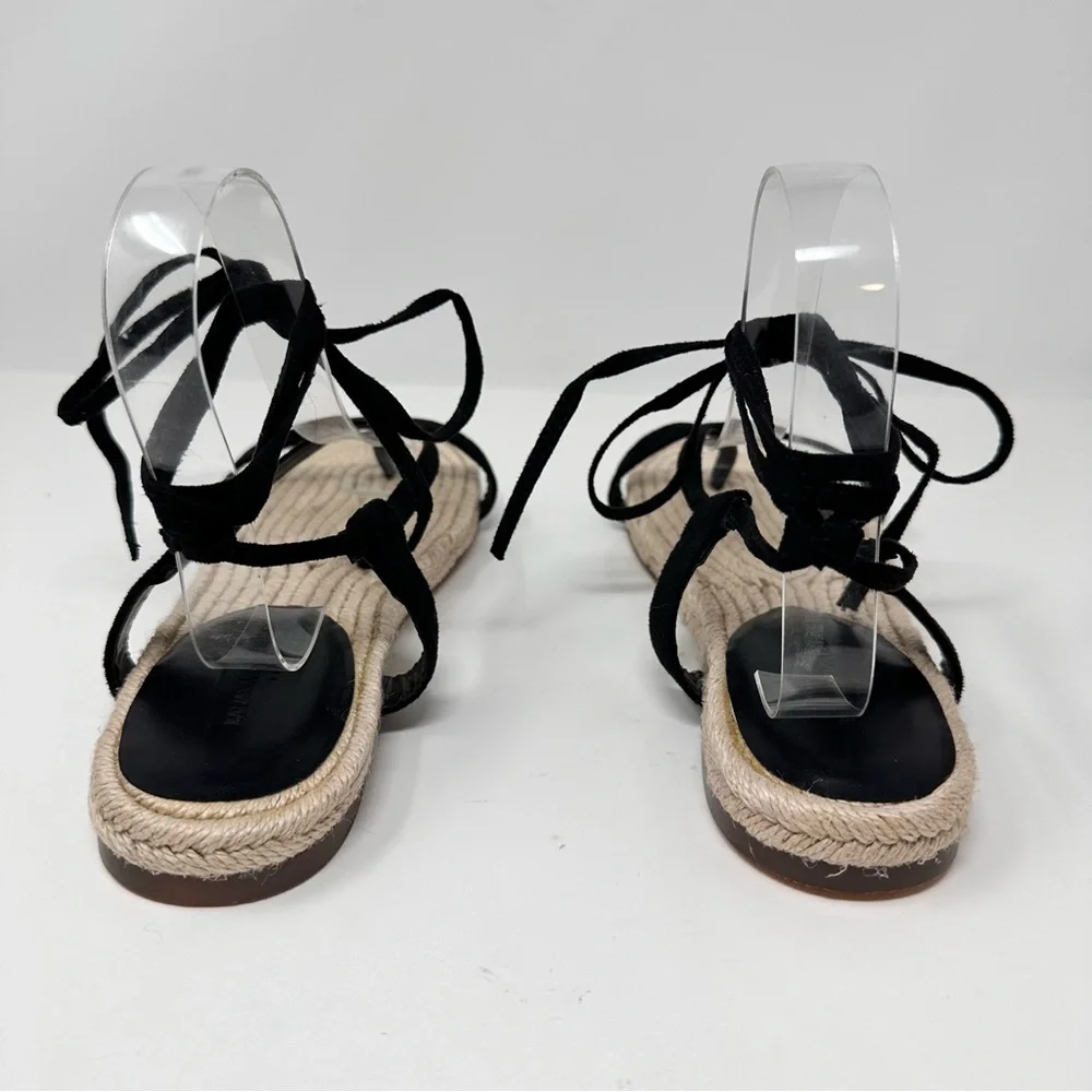 Banana Republic Leather Gladiator Strappy Espadrille Flat Sandal Black Size 8